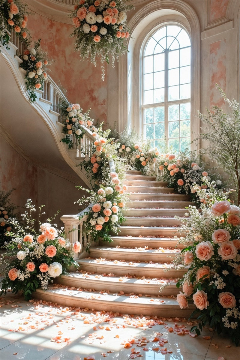 Kulisse Frühling Romantische Rosenblüten Treppenhaus Kulisse LXX2-60