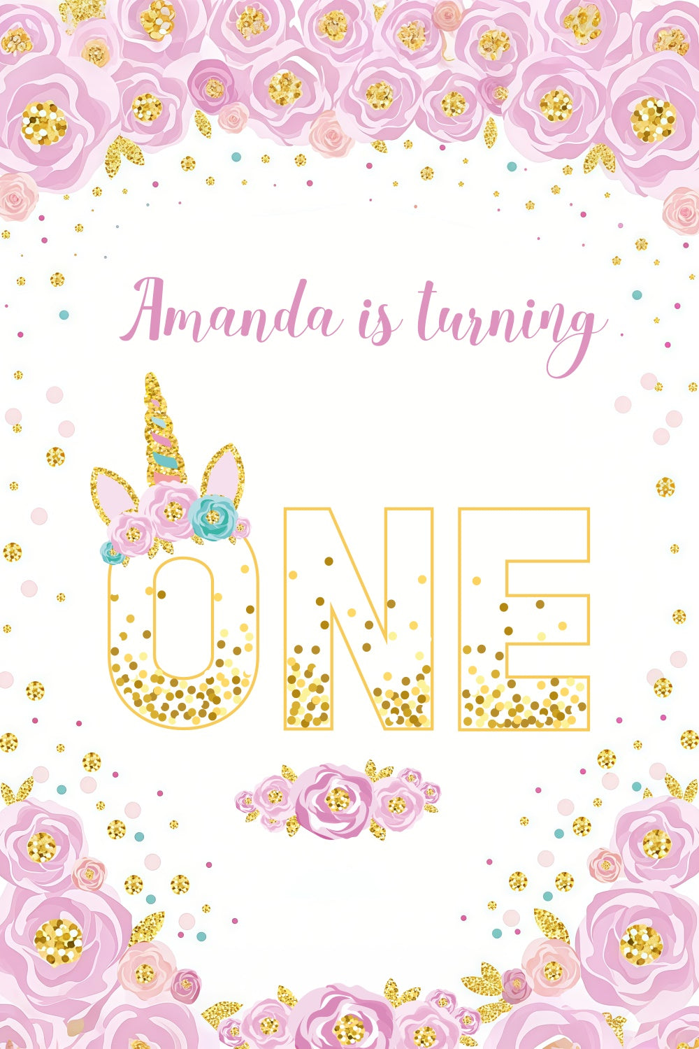 Personalisierte Geburtstag Backdrops Floral Konfetti Celebration Backdrop LXX3-104