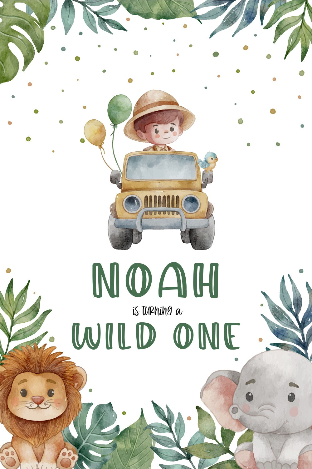 Custom Birthday Backdrops Tropischer Wald Tier Abenteuer Hintergrund LXX3-105