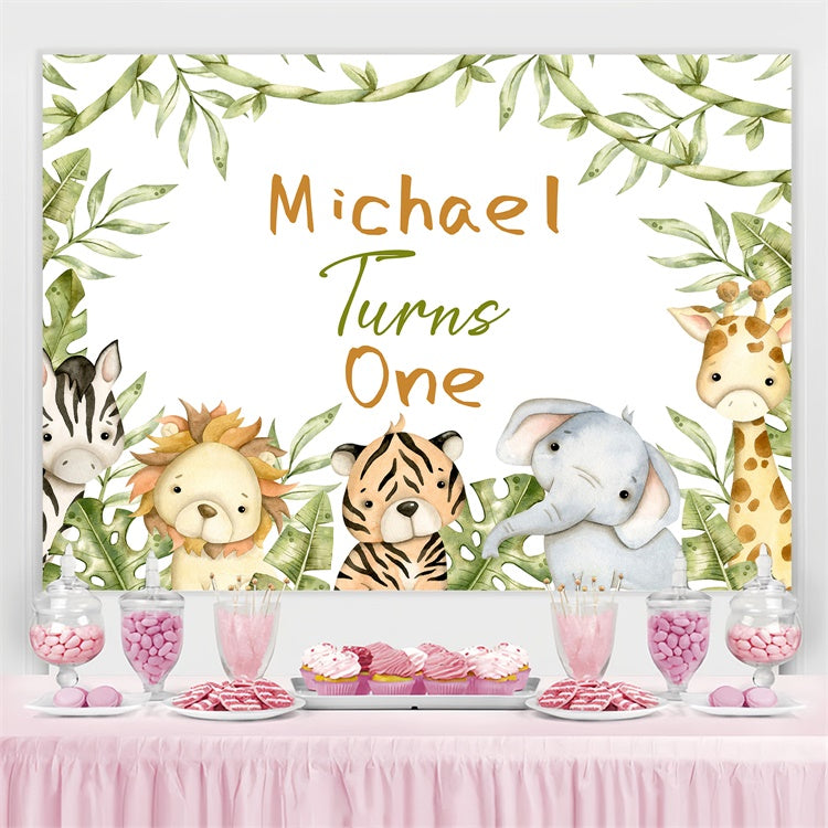 Customized Backdrop für Geburtstag Cute Safari Tier Thema Hintergrund LXX3-106