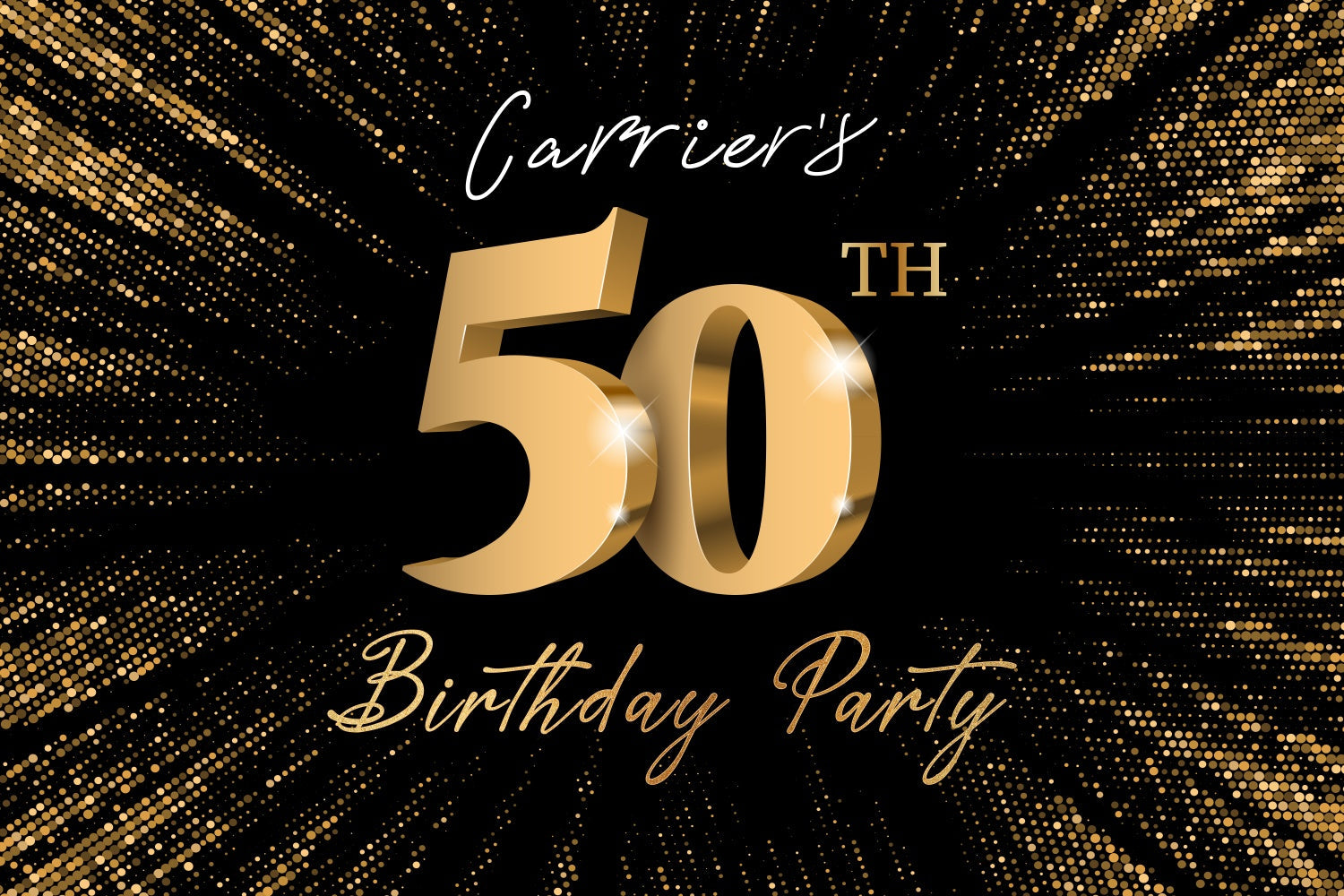 Personalisierte 50. Geburtstag Backdrop Golden Sparkle Party Backdrop LXX3-107