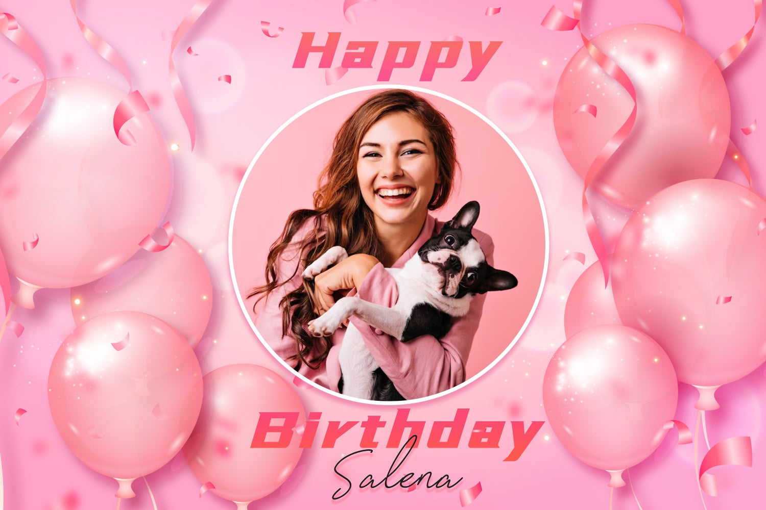 Personalisierte Geburtstag Backdrops Rosa Konfetti Ballon Backdrop LXX3-113