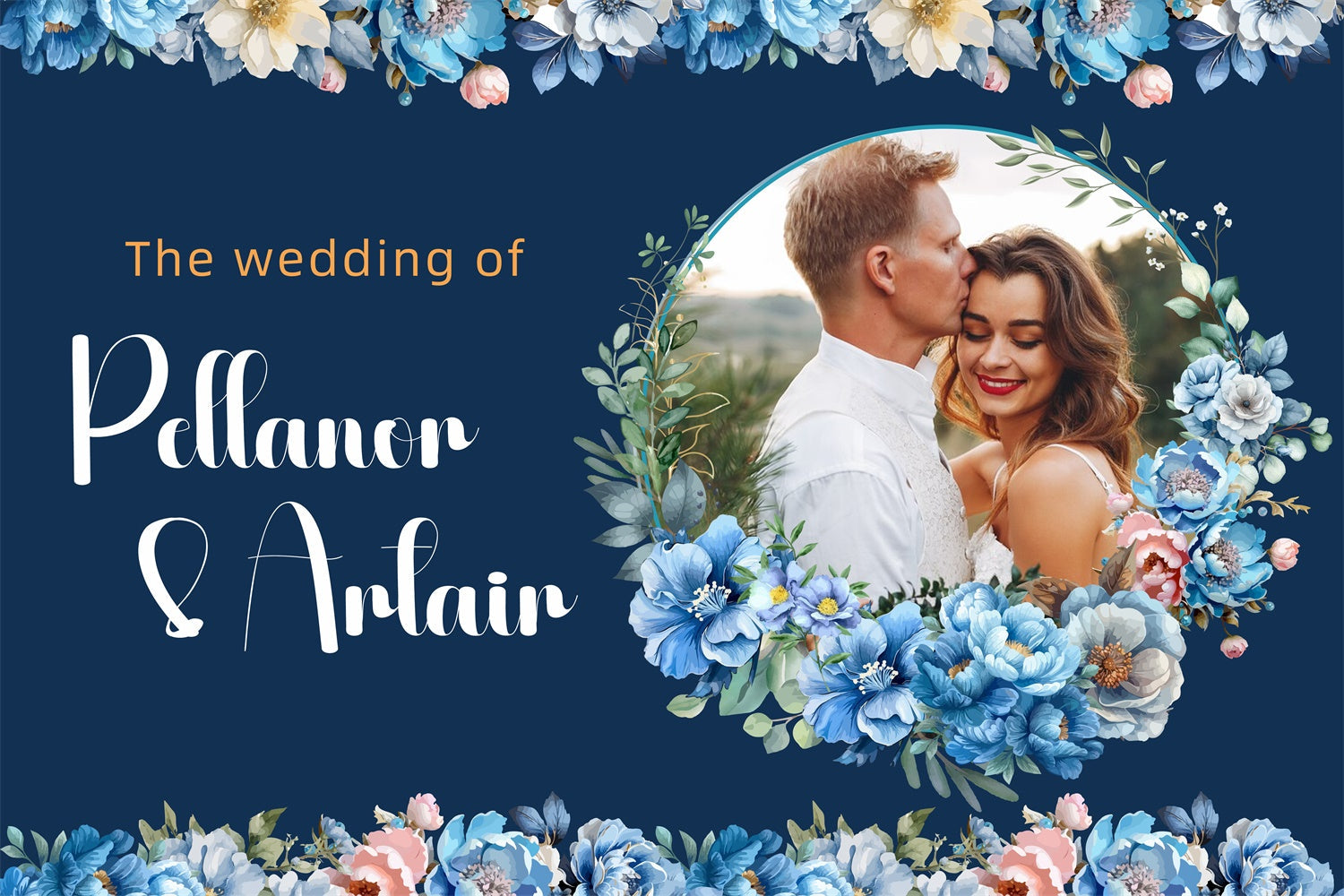 Individueller Hintergrund für Hochzeit Elegant Marineblau Floral Hintergrund LXX3-124