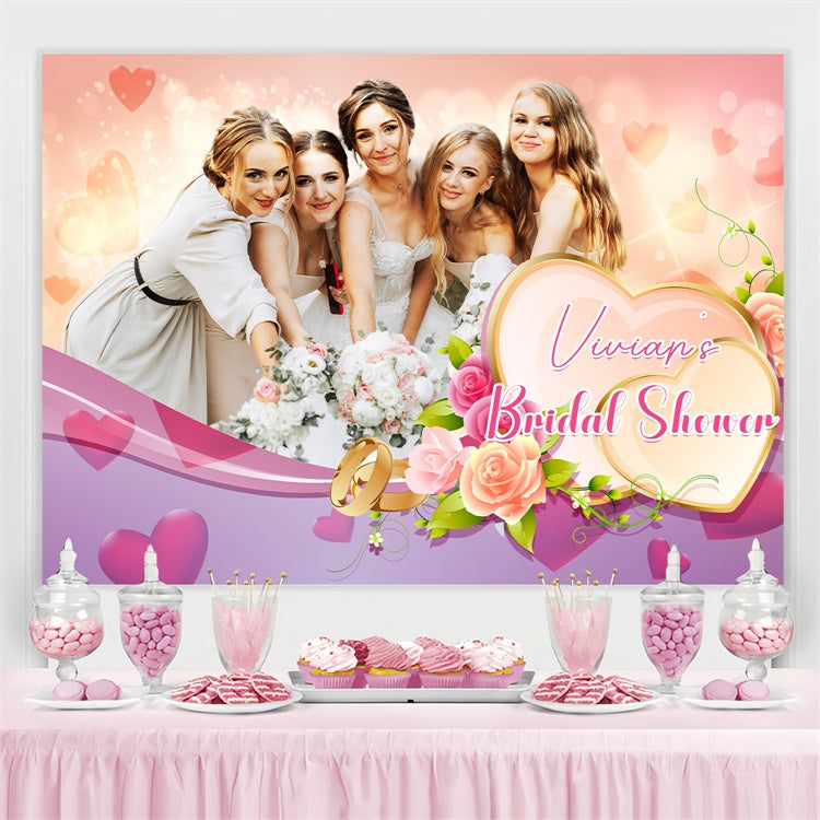 Brautdusche Hintergrund Romantisches Herz Blume Personalisierte Hintergrund LXX3-125