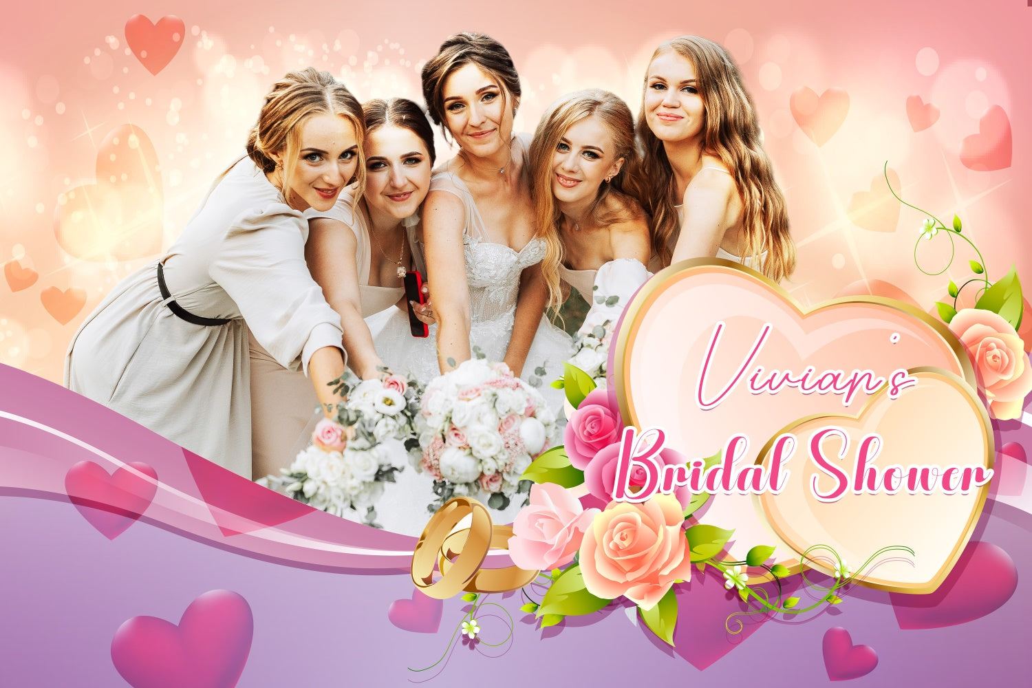 Brautdusche Hintergrund Romantisches Herz Blume Personalisierte Hintergrund LXX3-125