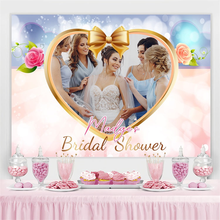 Hochzeit Hintergrund Ideen Goldenes Herz Bogen Brautjungfern benutzerdefinierte Hintergrund LXX3-126