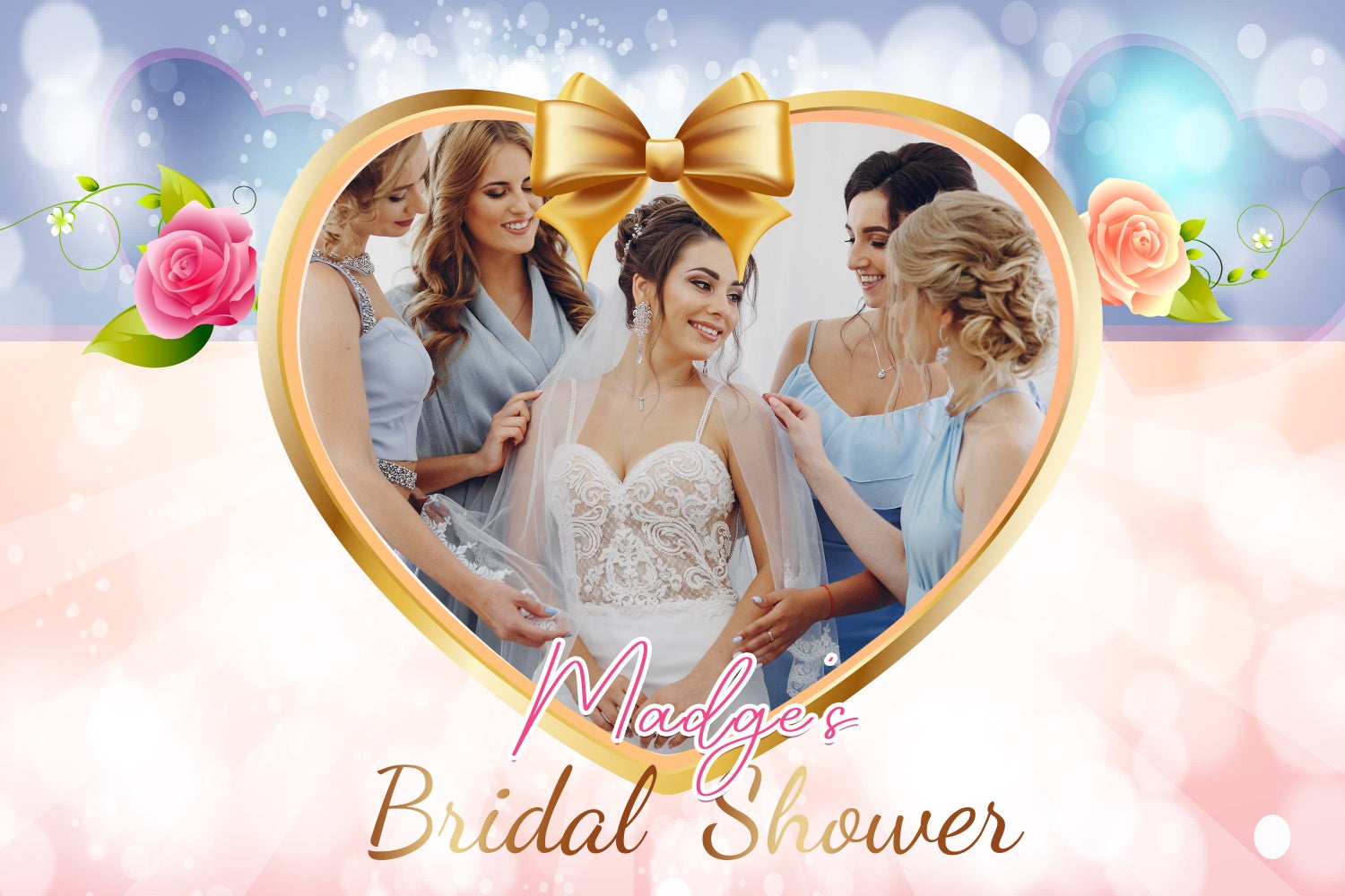 Hochzeit Hintergrund Ideen Goldenes Herz Bogen Brautjungfern benutzerdefinierte Hintergrund LXX3-126