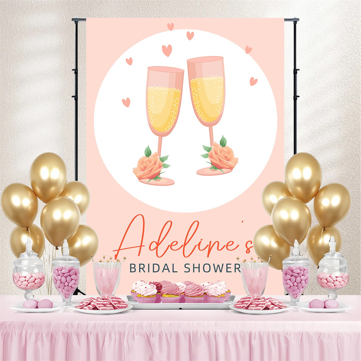Brautschau Hintergrund Minimal Rosa Champagner Individueller Hintergrund LXX3-134