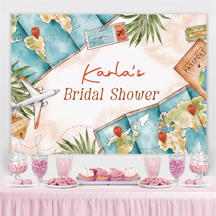 Personalisierte Hochzeit Backdrop Reise Thema Brautparty Backdrop LXX3-136