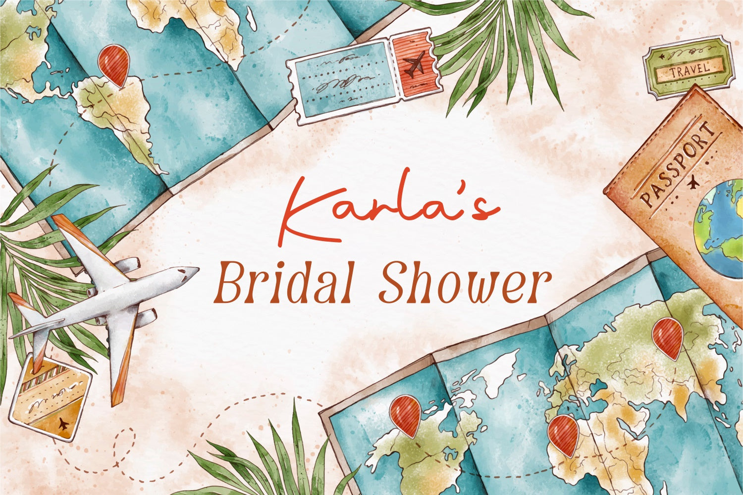 Personalisierte Hochzeit Backdrop Reise Thema Brautparty Backdrop LXX3-136