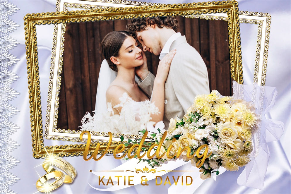 Hochzeit Backdrops für Fotos Blumenstrauß Gold Frame Personalisierte Backdrop LXX3-140