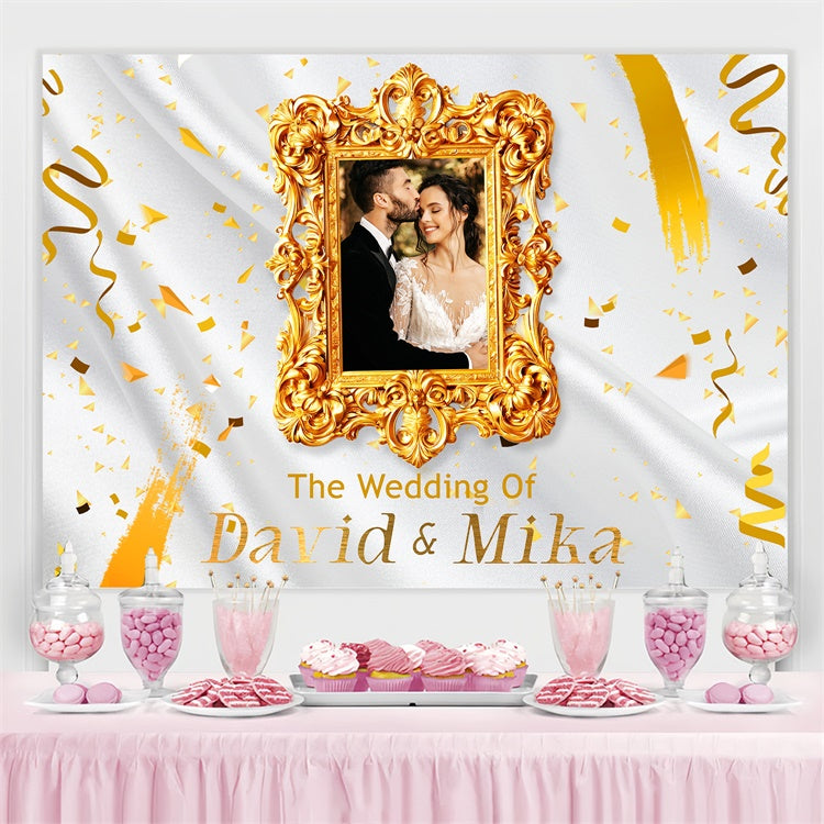 Personalisierte Hochzeit Backdrop Luxuriöser Rahmen Konfetti Backdrop LXX3-141