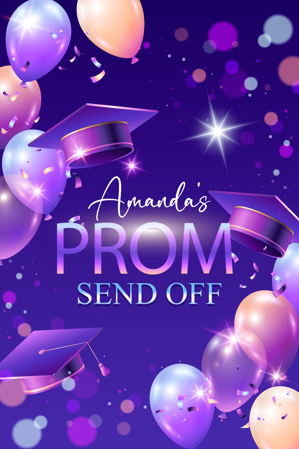 Prom Backdrop Lila Ballon Sparkle Graduation Party Custom Backdrop LXX3-156