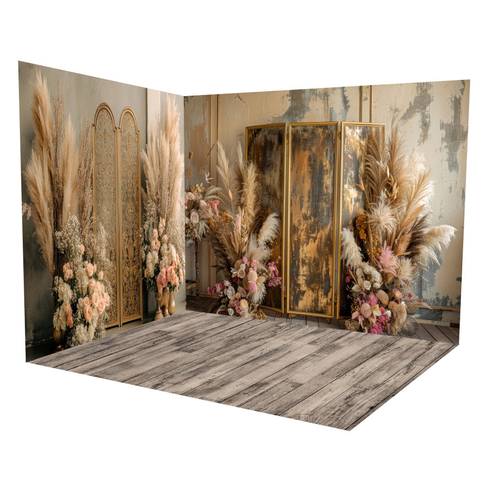 Boho Pampas Floral Einstellung Backdrop Raum Set LXX3-28