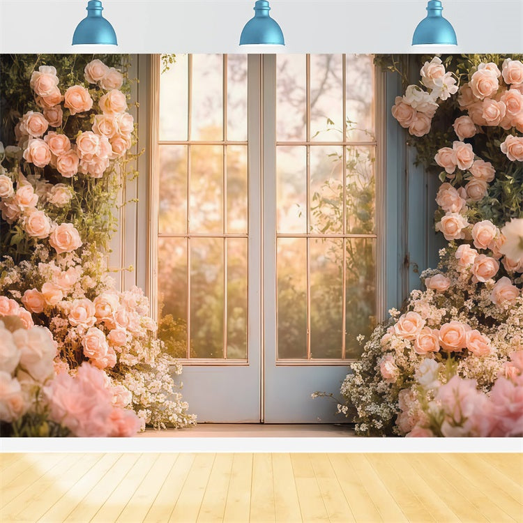Hintergrundbilder für Muttertag Französisch Fenster Rosen Hintergrund LXX3-48
