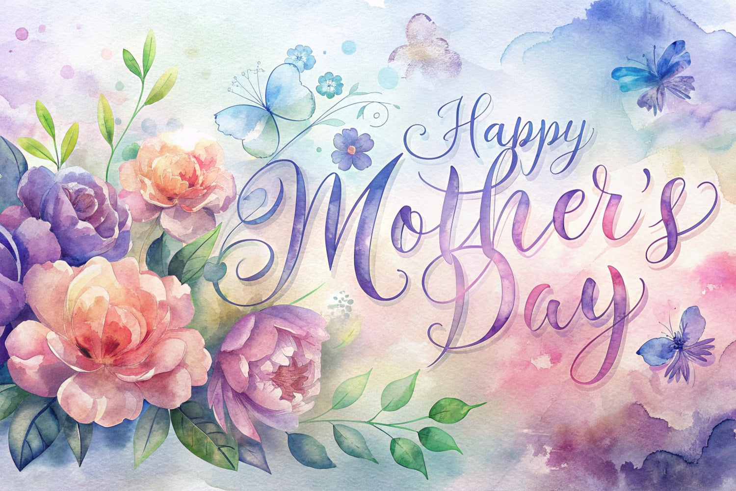 Muttertags-Hintergrund Verträumte Aquarell-Blumen-Kulisse nach Maß LXX3-54