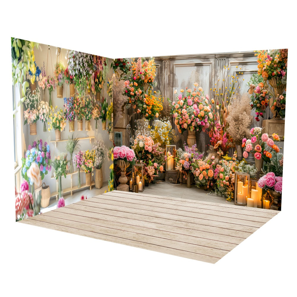 Bohème Blumenarrangement bei Kerzenschein Raumset LXX3-7