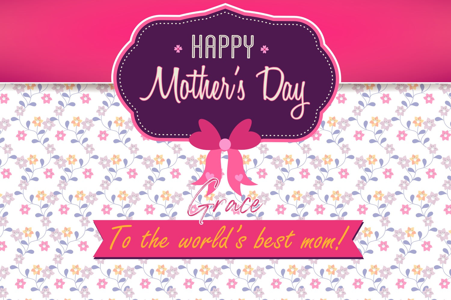 Hintergrundbilder für Muttertag Rosa Schleife Floral Custom Backdrop LXX3-76