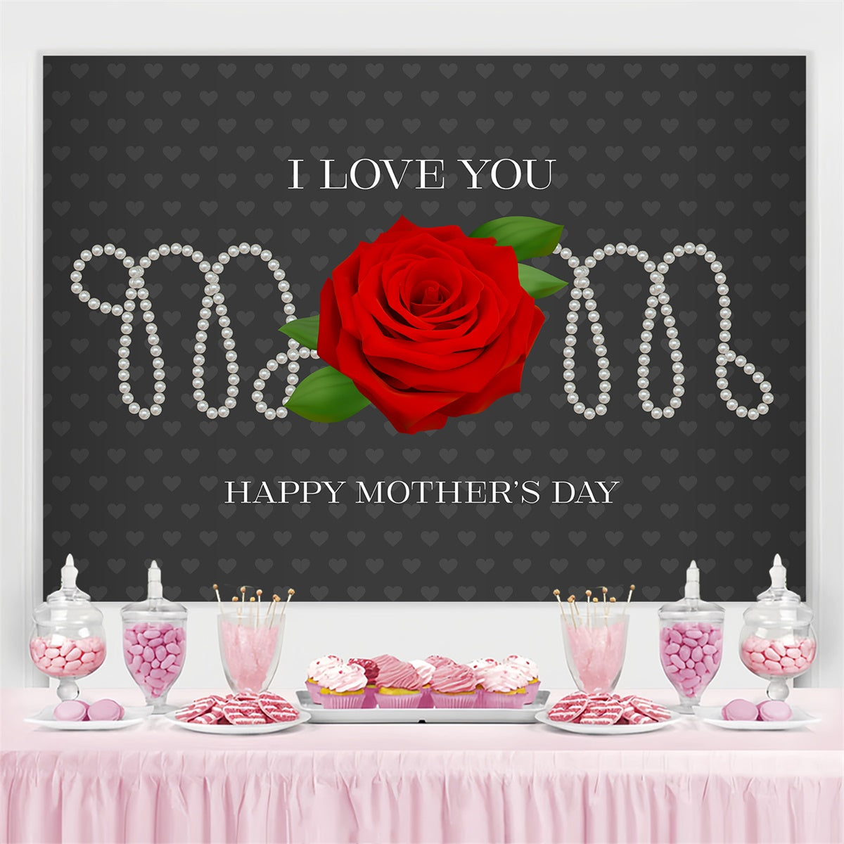 Muttertag Fotokulisse Rote Rose Perle Personalisierte Kulisse LXX3-80