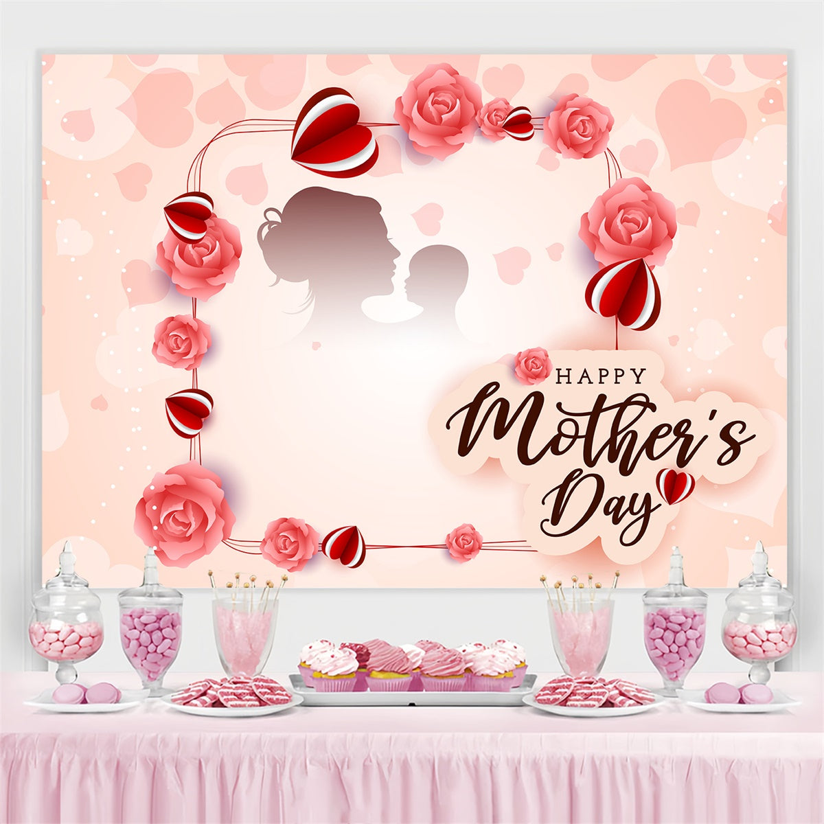 Hintergrundbilder für Muttertag Elegante Rose Herz Personalisierte Hintergrundbilder LXX3-85