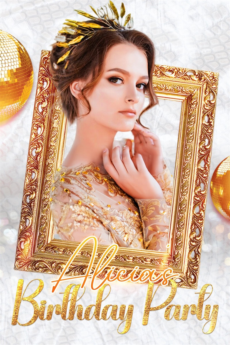 Customize Backdrop für Geburtstag Elegant Golden Frame Backdrop LXX4-10