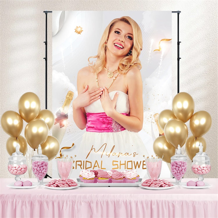Fotokulisse für die Brautparty Eleganter Champagner Individueller Hintergrund LXX4-124
