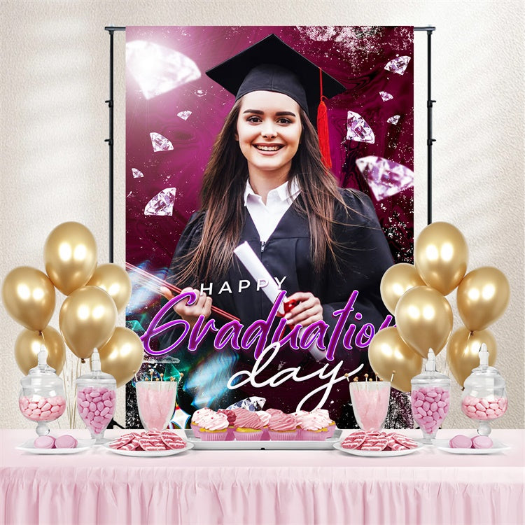 Personalisierte Graduation Backdrop Strahlender Diamant Graduation Party Backdrop LXX4-142