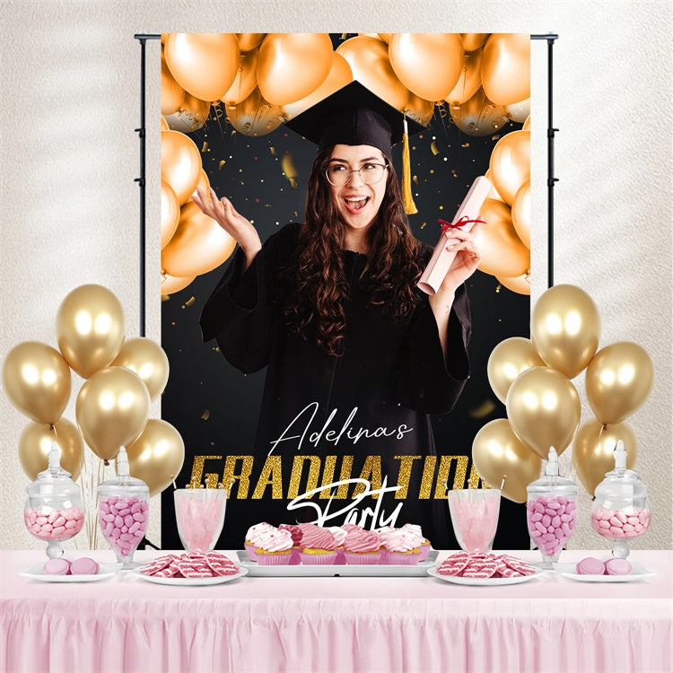 2025 Graduation Backdrop Goldener Ballon Personalisierte Graduation Party Backdrop LXX4-144