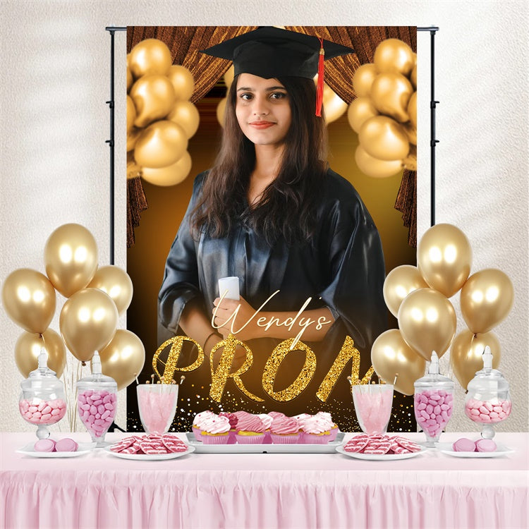 Abschlussball 2025 Backdrop Luxe Gold Ballons Graduation Party Backdrop LXX4-146