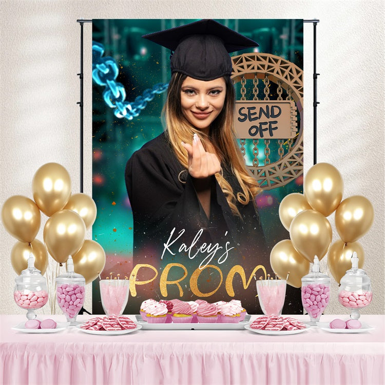 Prom 2025 Backdrop Grün Glitzern Graduation Party Backdrop LXX4-150