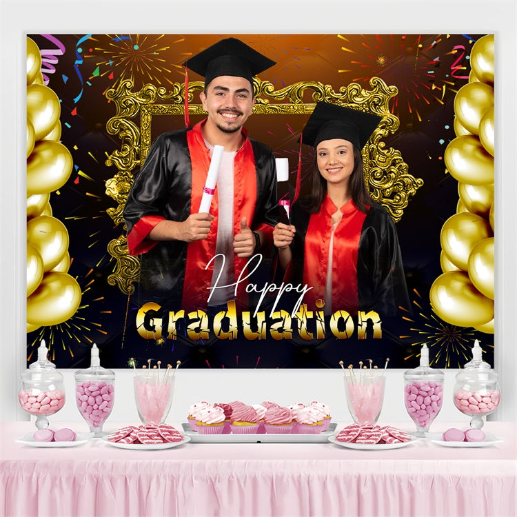 Custom Graduation Backdrop Feuerwerk Ballon Graduation Party Backdrop LXX4-158