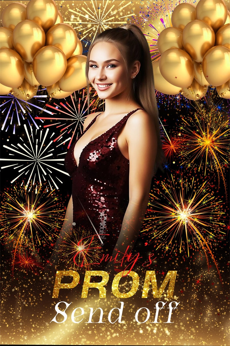 Abschlussball-Fotohintergrund Glänzendes Feuerwerk Abschlussball-Partyhintergrund LXX4-160