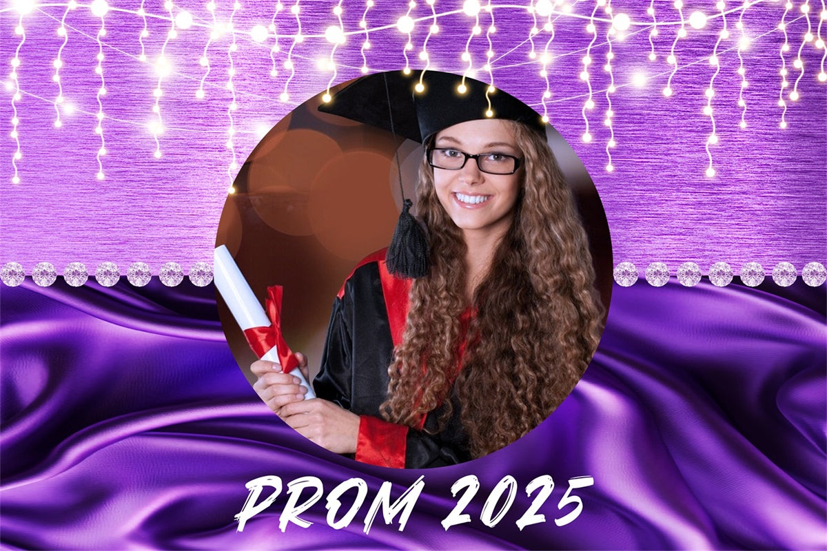 Prom Backdrop Sparkling Lights Lila Graduation Party Backdrop LXX4-168