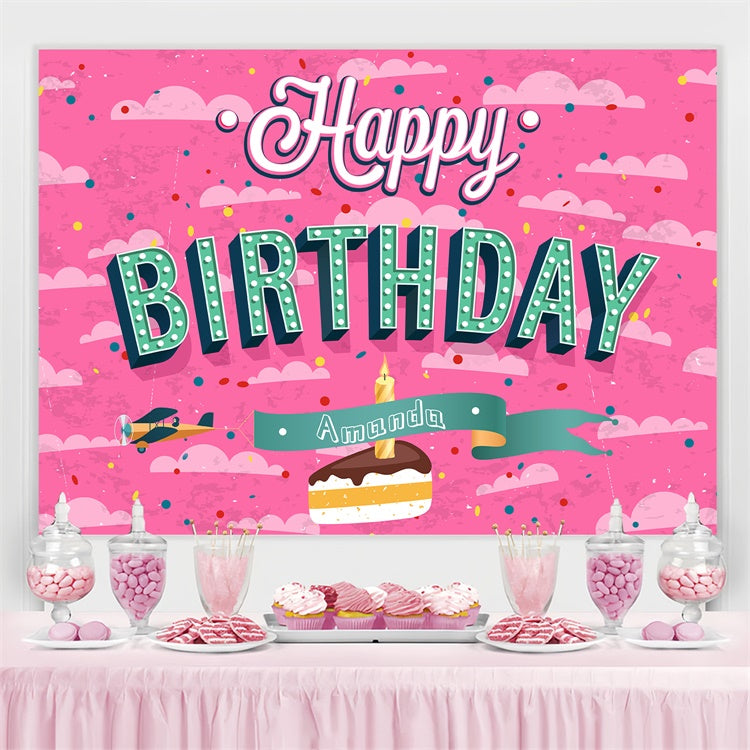 Customize Backdrop für Geburtstag Cartoon rosa Himmel Kuchen Backdrop LXX4-17