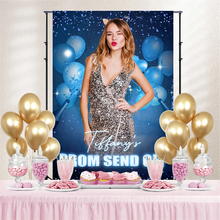 Prom Backdrops Elegant Blau Konfetti Graduation Party Backdrop LXX4-172