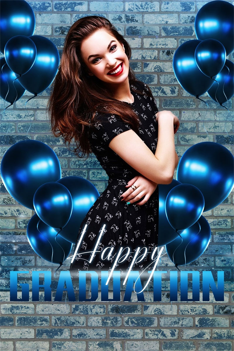 Customized Graduation Backdrop Blaue Backsteinmauer Graduation Party Backdrop LXX4-173