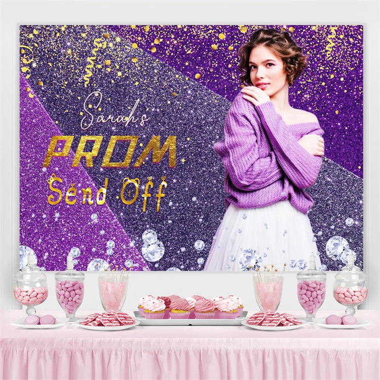 Prom Backdrops Verträumt Lila Glitter Graduation Party Backdrop LXX4-175