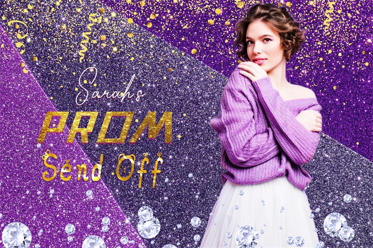 Prom Backdrops Verträumt Lila Glitter Graduation Party Backdrop LXX4-175