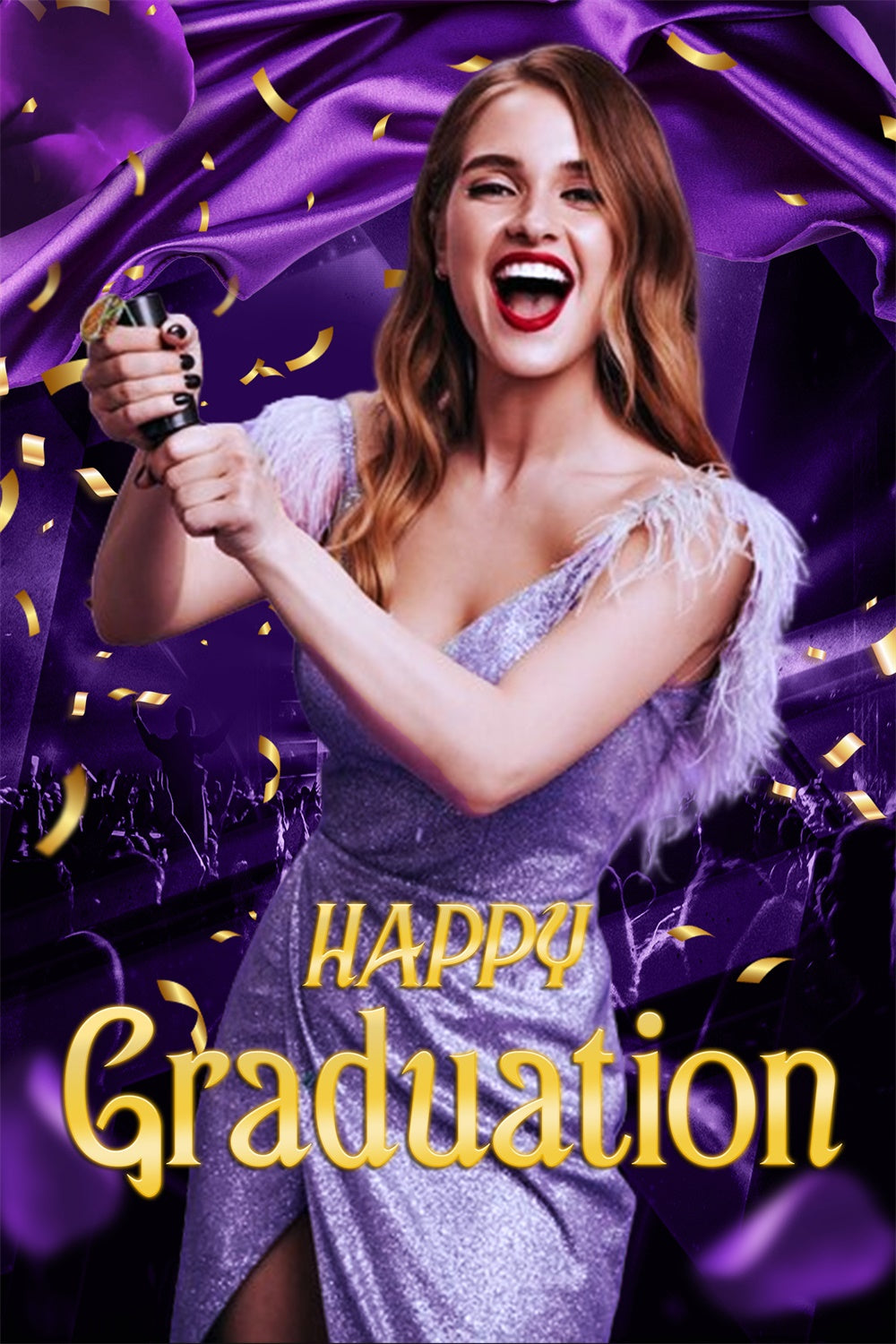 Benutzerdefinierte Graduation Backdrops Lila Glam Night Graduation Party Backdrop LXX4-177
