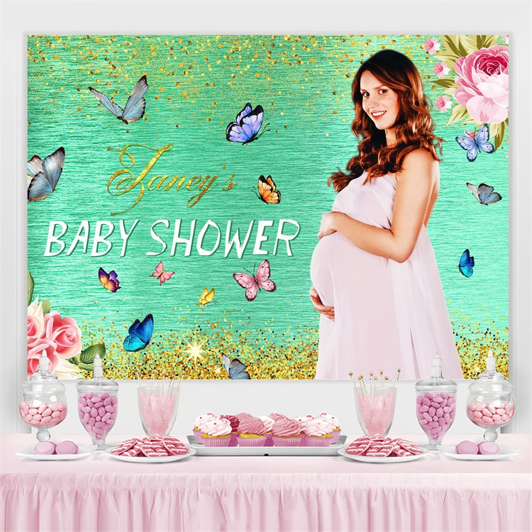 Baby Shower Backdrop Ideen Floral Glitter Garden Personalisierte Backdrop LXX4-182
