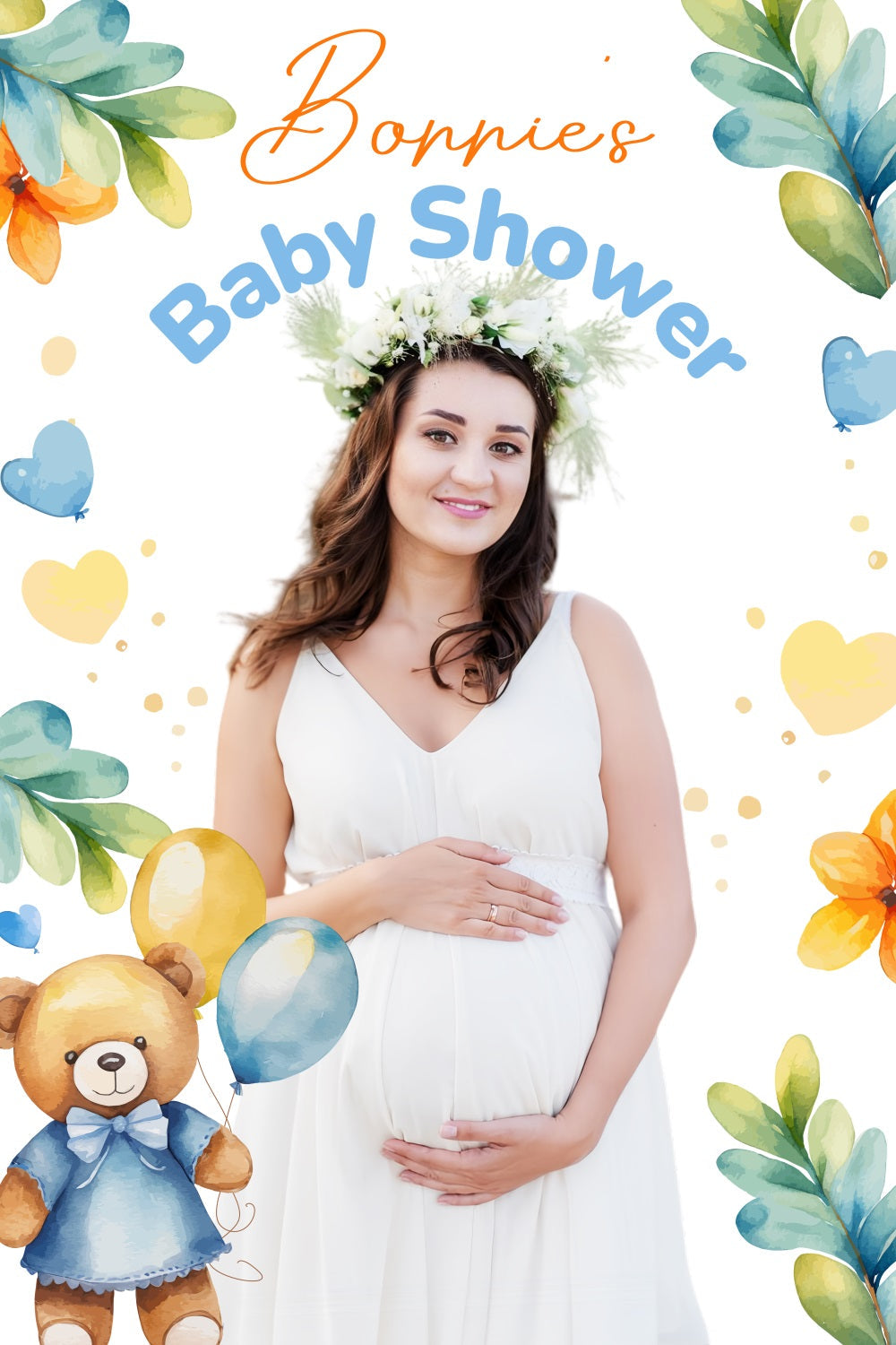 Baby Shower Fotokulisse Teddybär Luftballons Personalisierte Kulisse LXX4-184