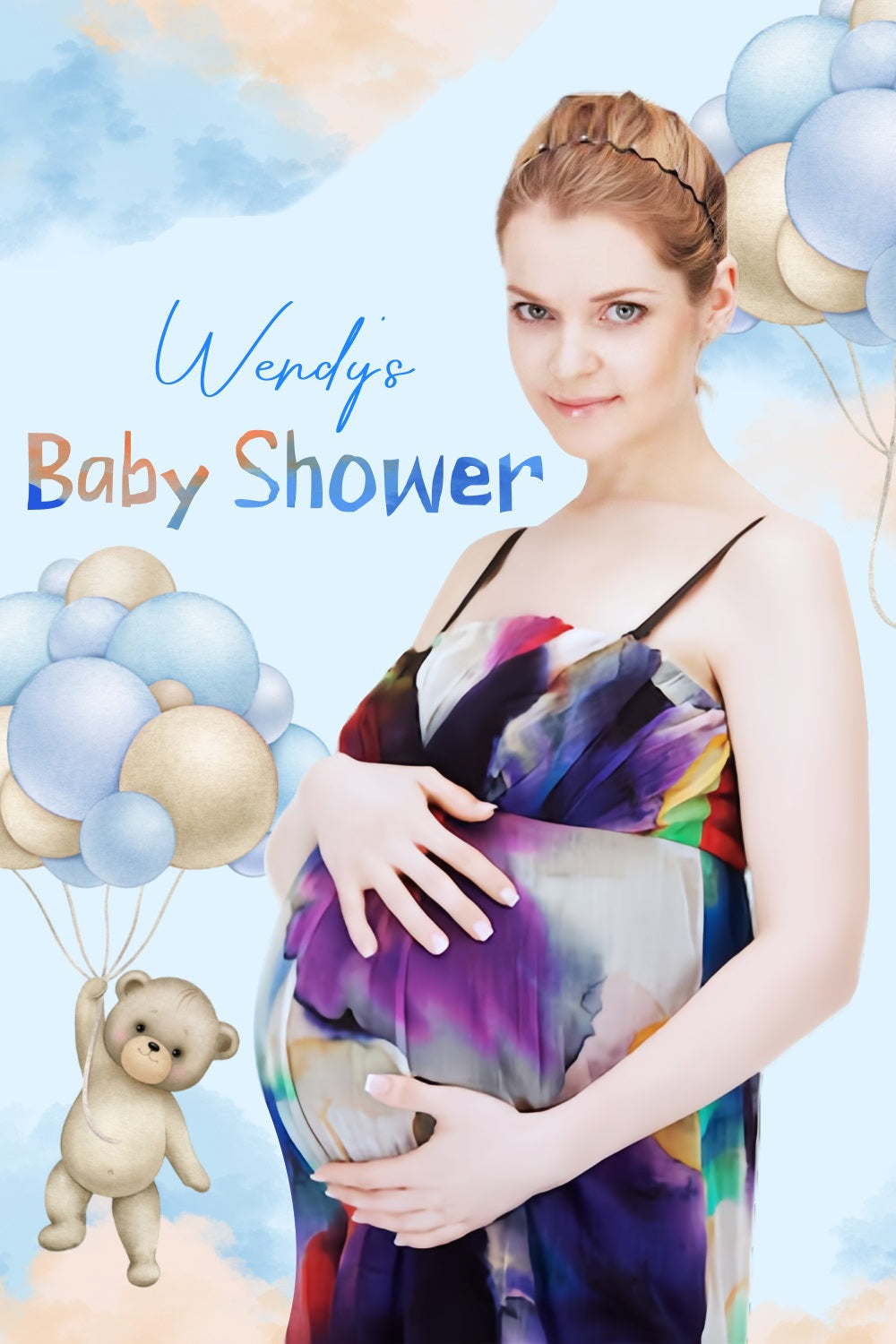 Teddybär Baby Shower Backdrop Ballon Wolke Individuelles Backdrop LXX4-185
