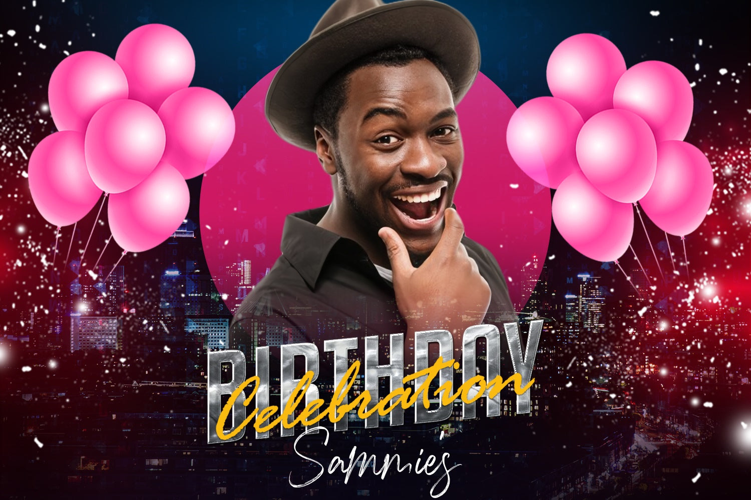 Customized Birthday Backdrop Urban Sparkle Rosa Ballons Hintergrund LXX4-19