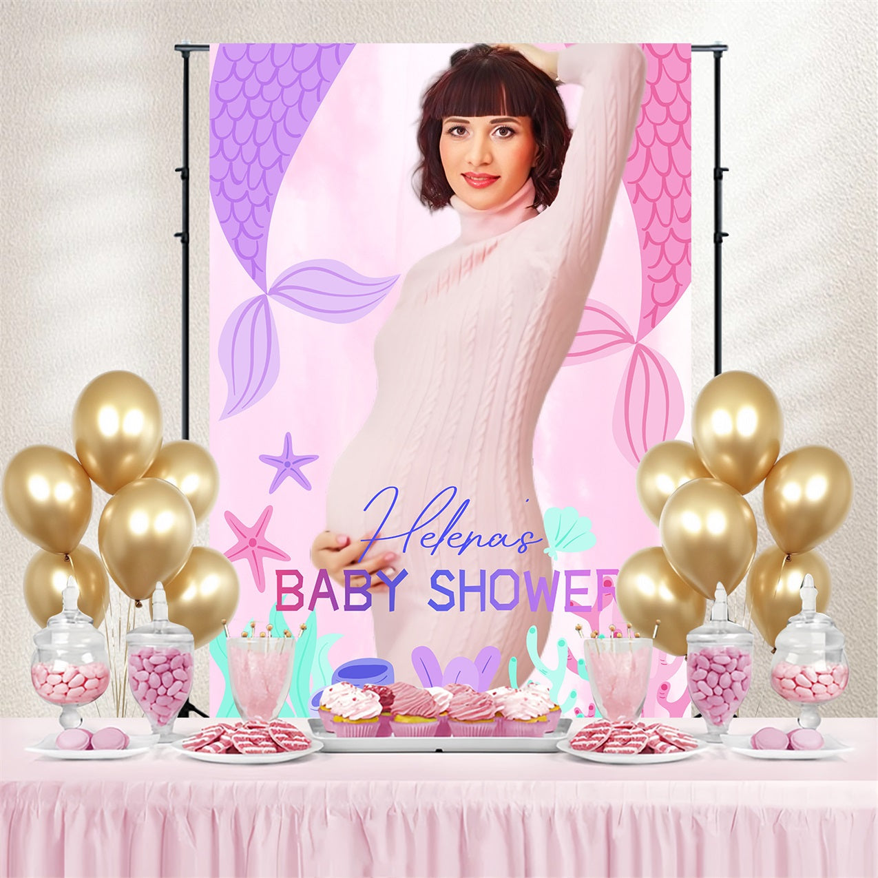 Unter dem Meer Baby Shower Backdrop Meerjungfrau Schwanz Custom Backdrop LXX4-198