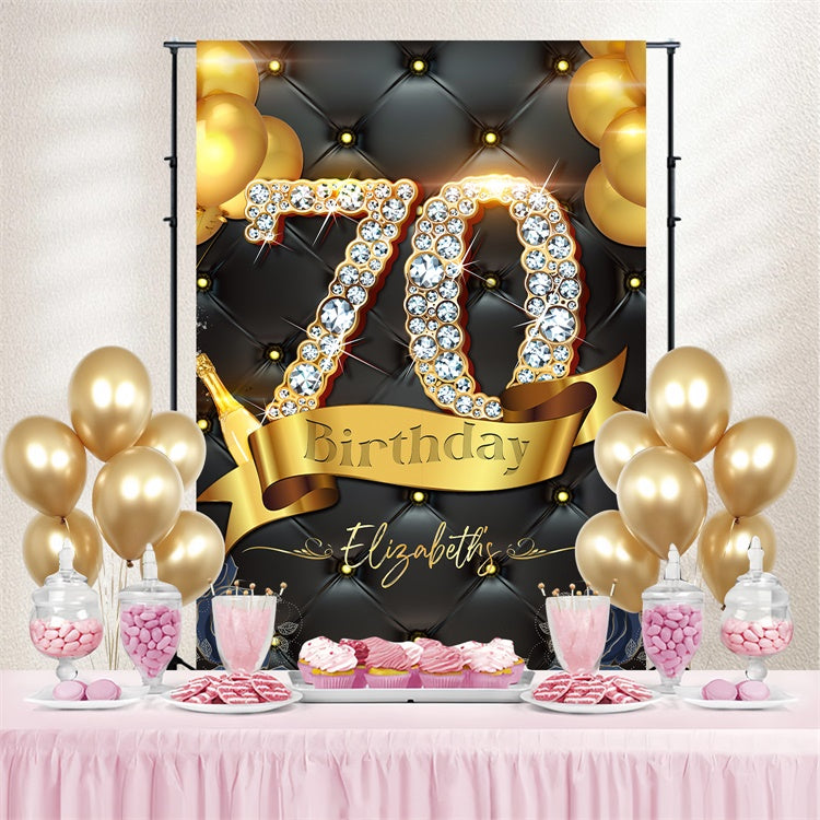 Personalisierte 70. Geburtstag Backdrop Luxus Golden Diamond Backdrop LXX4-20