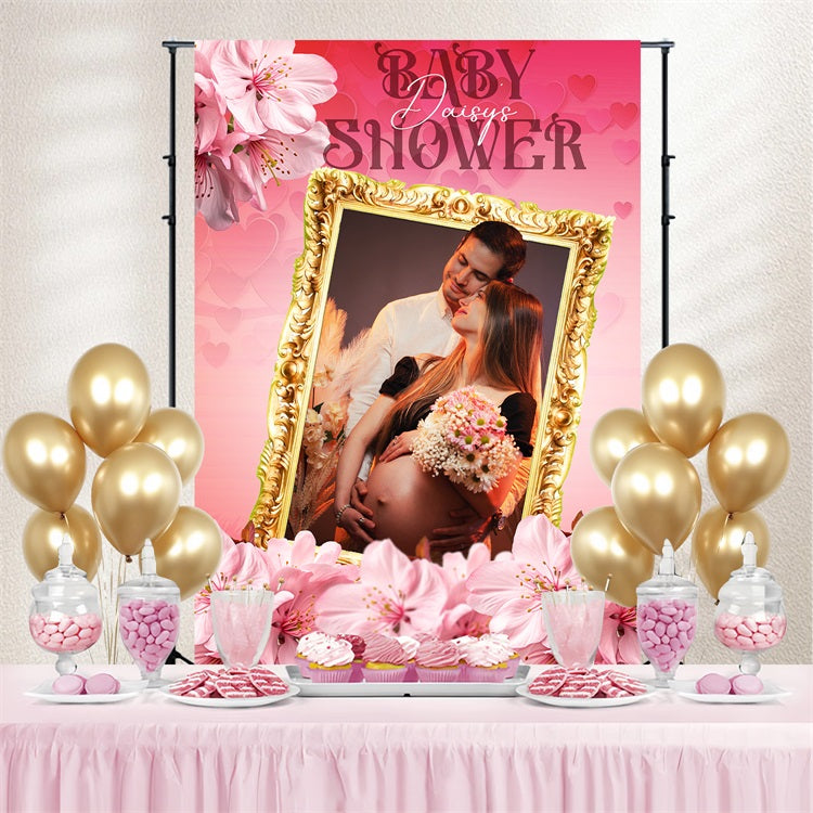 Blumenkulisse für Baby Shower Love Frame Floral Personalisierte Kulisse LXX4-204