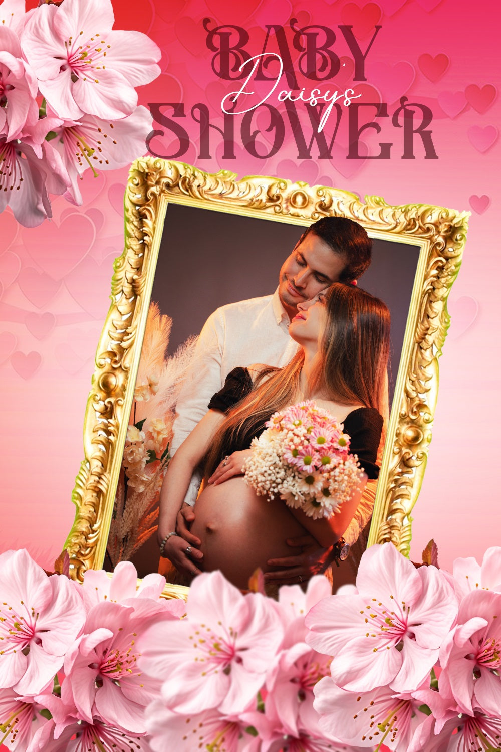 Blumenkulisse für Baby Shower Love Frame Floral Personalisierte Kulisse LXX4-204