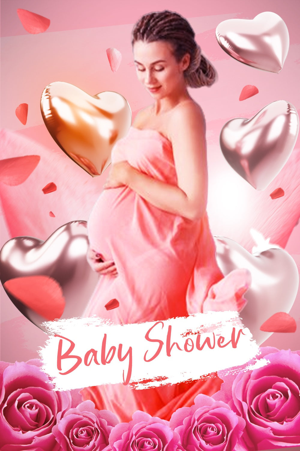 Baby Shower Party Backdrop Herz Ballon Rose Personalisierte Backdrop LXX4-205