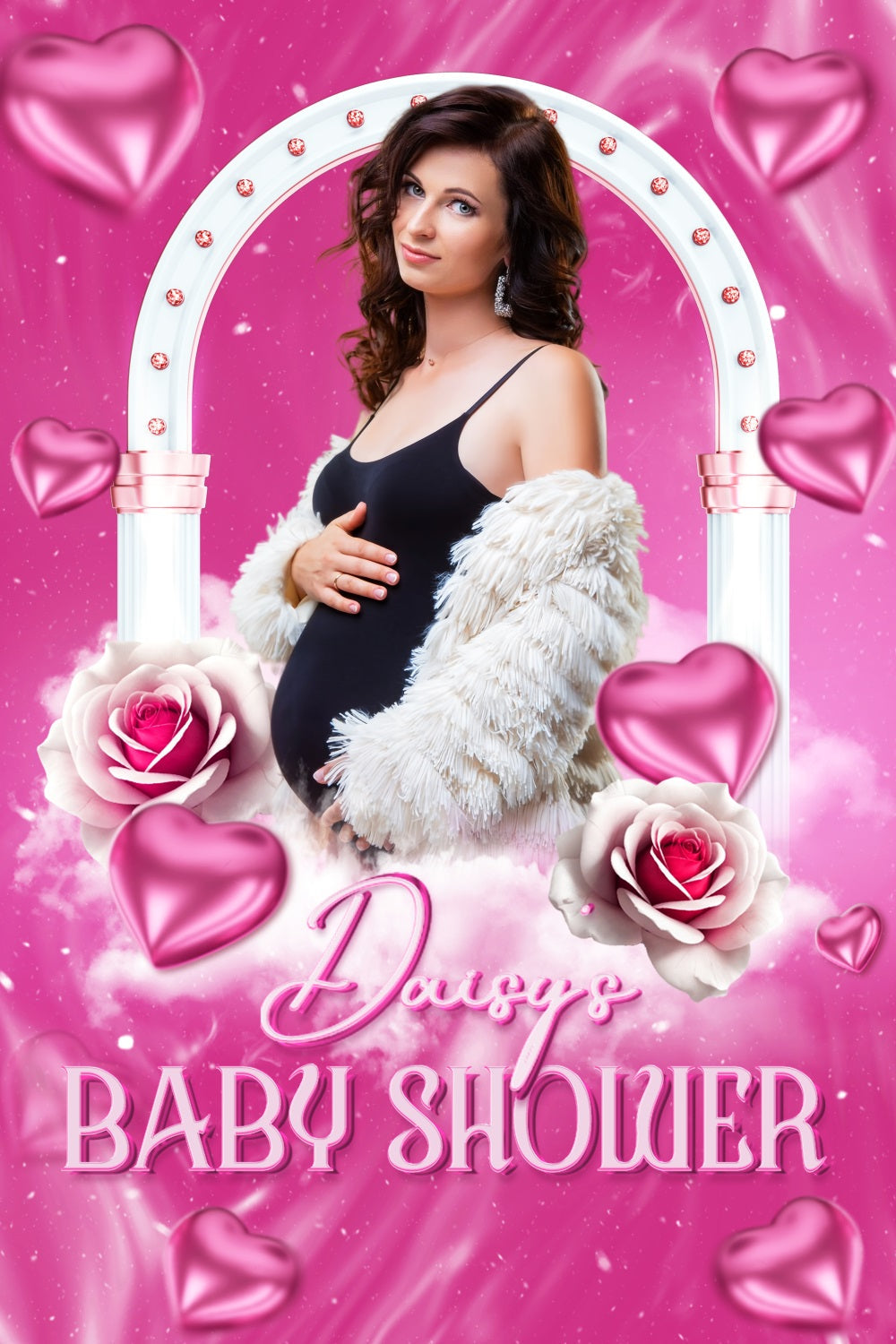 Individueller Baby Shower Hintergrund Herz Ballon Wolke Bogen Hintergrund LXX4-206