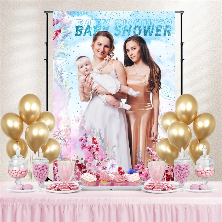 Baby Shower Mädchen Backdrop Aquarell Floral Baby Girl Custom Backdrop LXX4-207